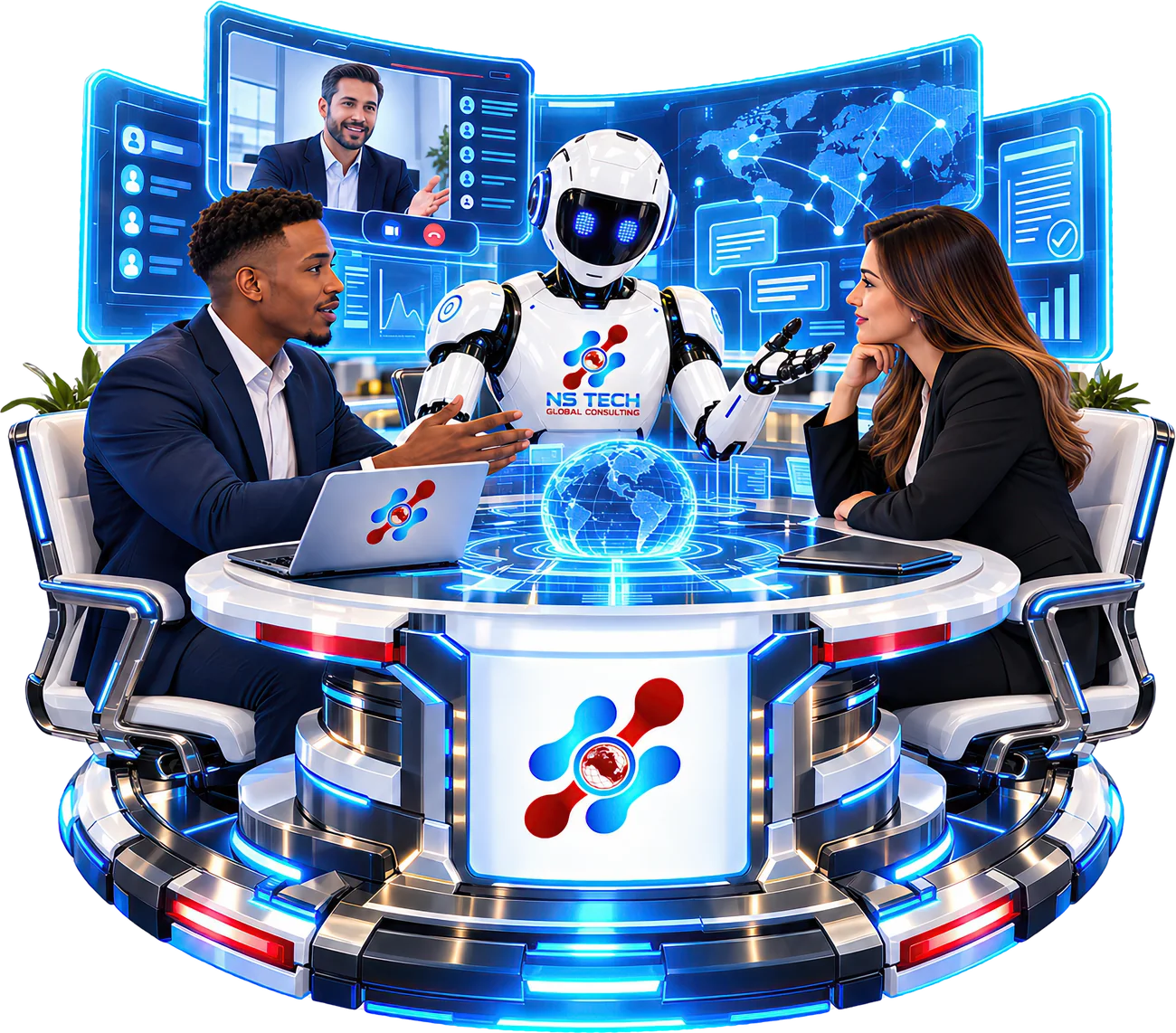 NS Tech team working alongside an AI agent